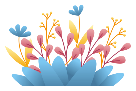 A Colorful Bouquet of Flowers with a Blu: Graphics and Illustrations