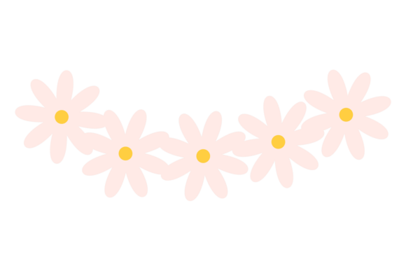 A Row of Five Pink Flowers with Yellow C: Graphics and Illustrations for Creative Projects