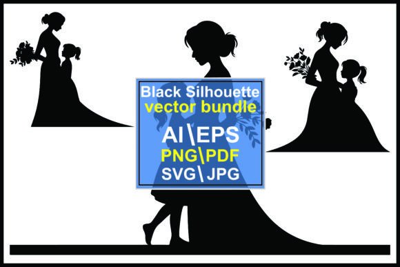 Black of Women and Girls Holding Flowers Graphics