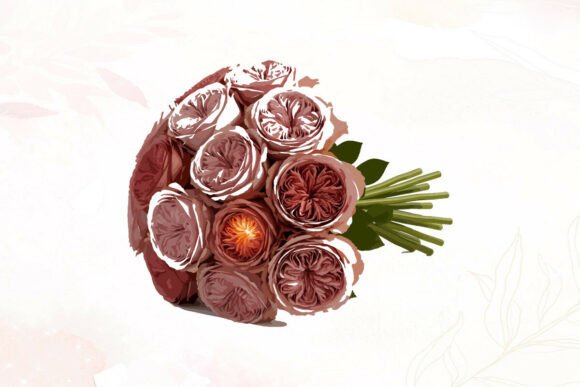 Bouquet of Pink Garden Roses, Soft Light Graphics