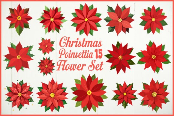 Christmas Poinsettia Flower: Graphics for Crafts & Blogs