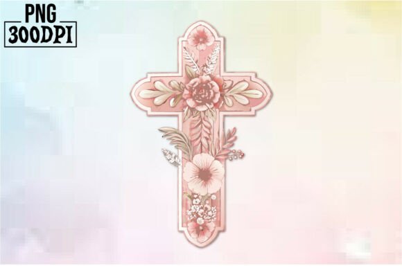 Cross Pink Ribbon Flowers Clipart 11: Graphics for Crafts