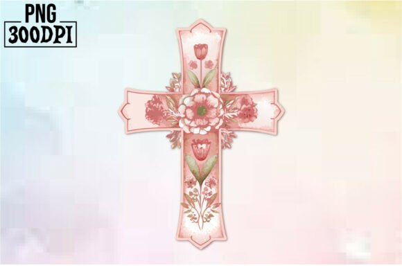 Cross Pink Ribbon Flowers Clipart 13: Graphics for Crafts