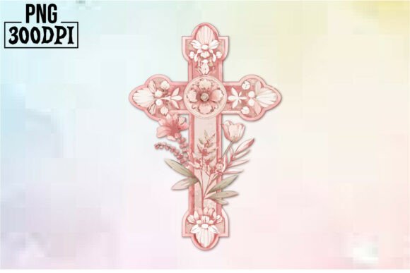 Cross Pink Ribbon Flowers Clipart 14: Graphics for Crafts