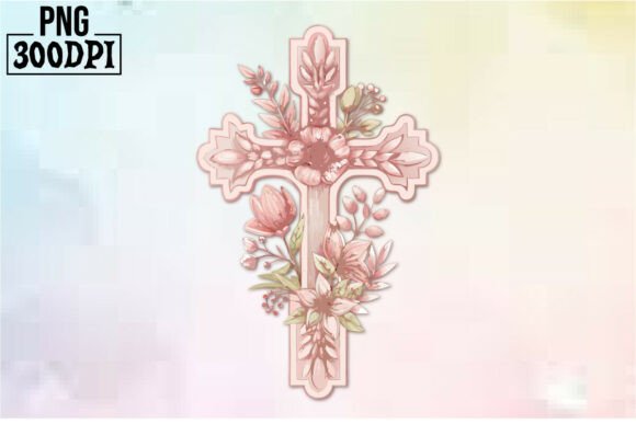 Cross Pink Ribbon Flowers Clipart 17: Graphics for Crafts