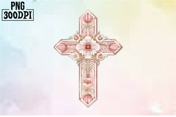 Cross Pink Ribbon Flowers Clipart 2: Graphics for Crafts