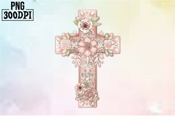 Cross Pink Ribbon Flowers Clipart 7 for Crafts & Graphics