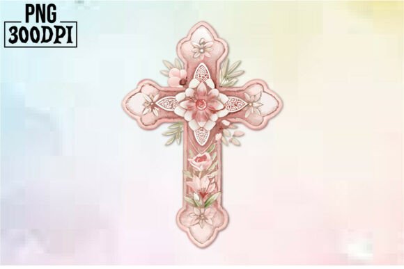 Cross Pink Ribbon Flowers: Graphics for Crafts