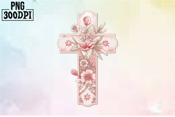 Cross Pink Ribbon Flowers: Graphics for Crafts