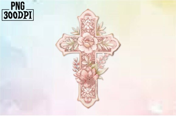 Cross Pink Ribbon Flowers: Graphics for Crafts