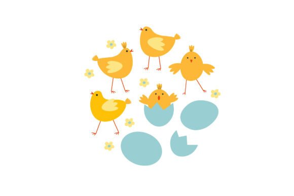 Doodle with Flowers, Chickens and Eggs