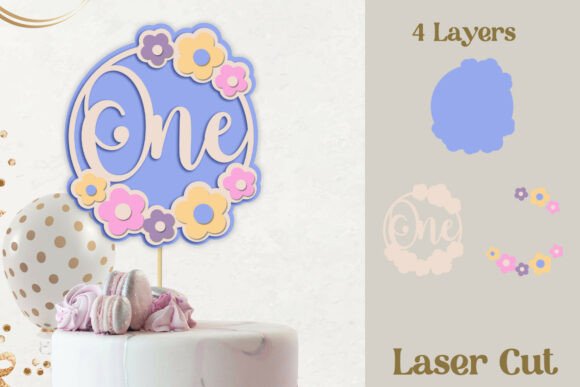 Floral Cake Topper for Laser Cutting & Birthday Shops