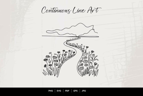 Floral Landscape Line Art: Graphics for Crafts
