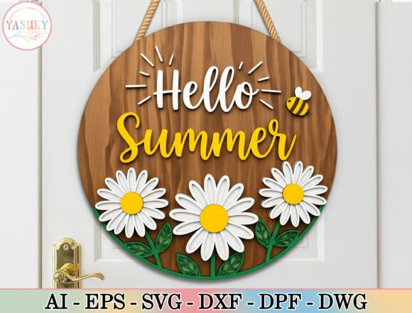 Hello Summer Daisy SVG for Laser Cutting & Summer Crafts
