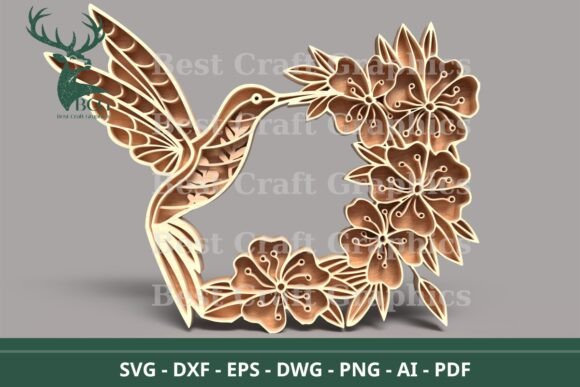 Hummingbird SVG for Laser Cutting Wall Decor