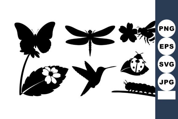 Insect Silhouettes Butterfly Vector for Crafts Graphics