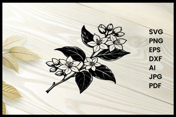 Jasmine Silhouette Graphics for Crafts & Design
