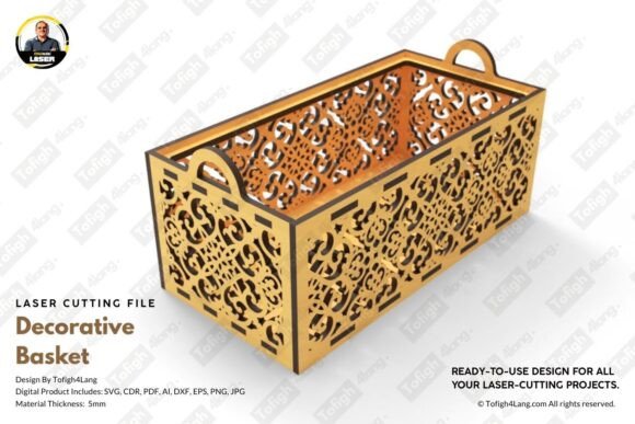 Modern Geometric Basket SVG for Laser Boxes