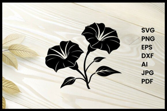 Morning Glory Flower Silhouette for Crafts & Graphics