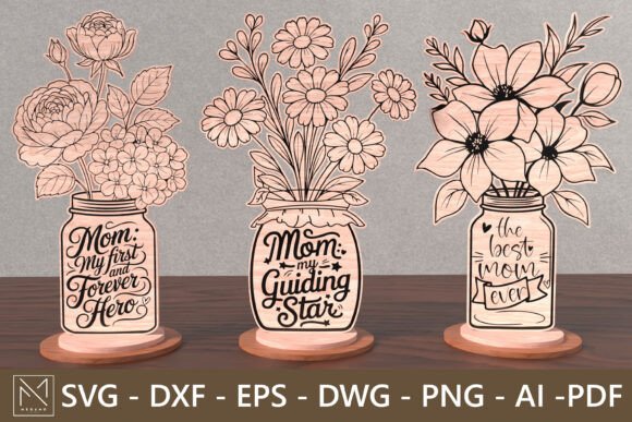 Mother S Day Laser Cutting: Heartfelt Mom Quote Flower SVG Set
