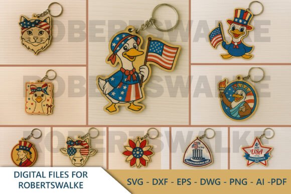 Patriotic Keychain SVGs for Laser Cutting