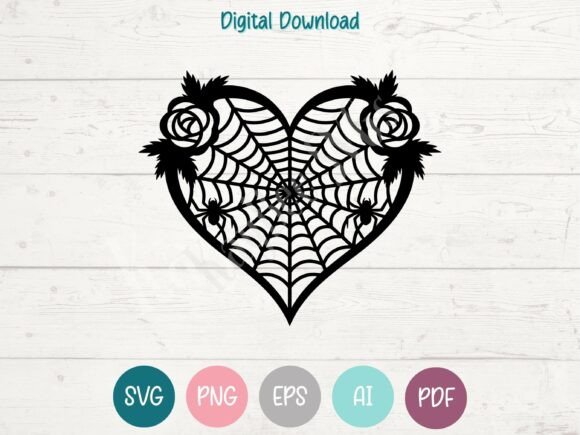 Review: Spiderweb Heart with Roses SVG PNG EPS