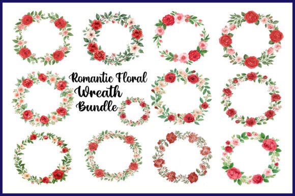 Romantic Floral Wreath Bundle: Graphics for Crafts