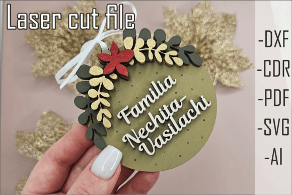 Round Ornament SVG for Laser Cutting & Winter Amp