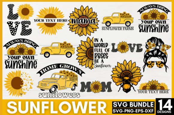 Sunflower Quotes SVG Bundle: Graphics for Gift Cards