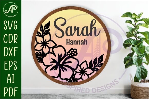 Tropical Flowers Name Sign for Laser Cutting & Signs