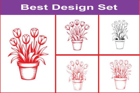 Tulip Flower Pot Sketch SVG Bundle: Crafts & Graphics