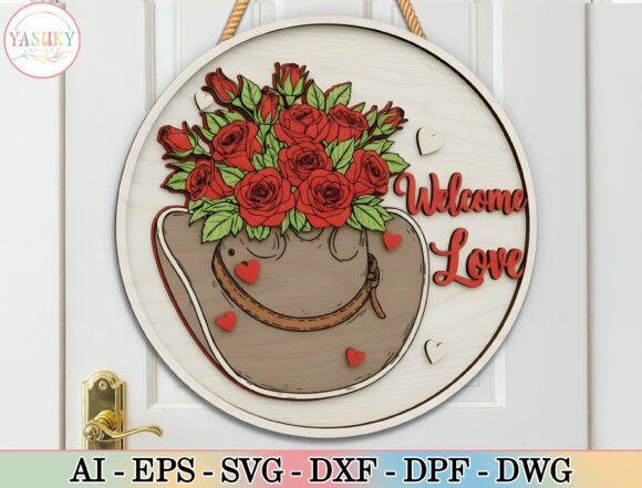 Western Valentine Round Sign SVG for Laser Cutting & Valentine S Day